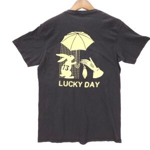 Streetwear Canvas T Shirt Men Medium Black Yellow Rabbit 13 Graphic Grunge Skate